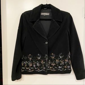 Tsunami Black Fleece Embroidered Button-up Jacket Size XS